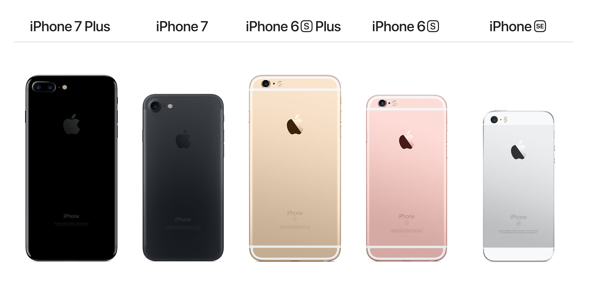 The iPhone 7, the iPhone 7 Plus, the iPhone 6 and the iPhone SE